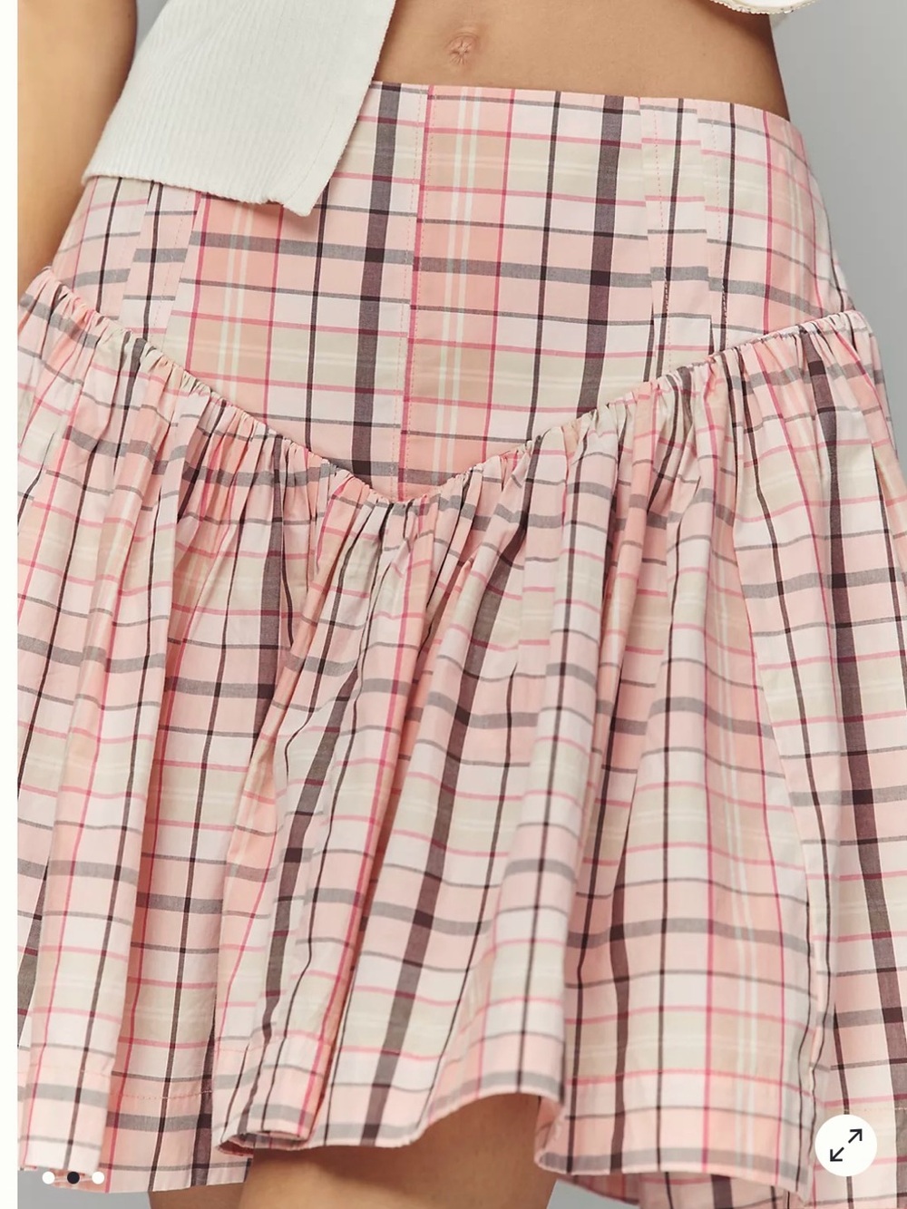 Anthropologie Pink Plaid Mini Skirt - Picture 3 of 4